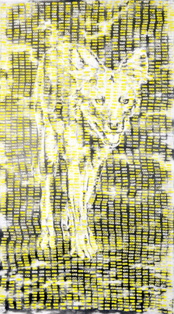 Lenneke van der Goot | Untitled (Wolf behind yellow stamps), 2009